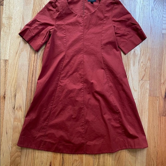 COS Minimal A-line Cotton Dress Burt Red Sz 6 - Picture 2 of 4